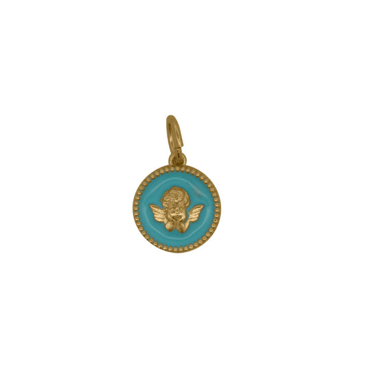 Charm Bar Rue Des Mille in lega RDM e smalto azzurro con angelo MISURA UNICA