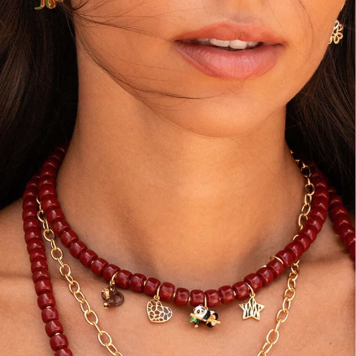 Girocollo Rue Des Mille Charm Bar in lega RDM cilindri burgundy MISURA UNICA