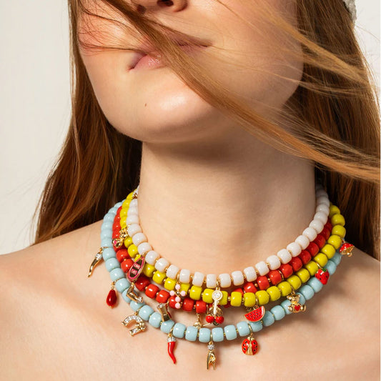 Collana Rue Des Mille Charm Bar in lega RDM cilindri gialli MISURA UNICA