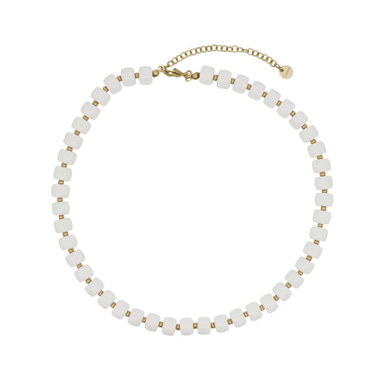 Collana Rue Des Mille Charm Bar in lega RDM cilindri bianchi MISURA UNICA