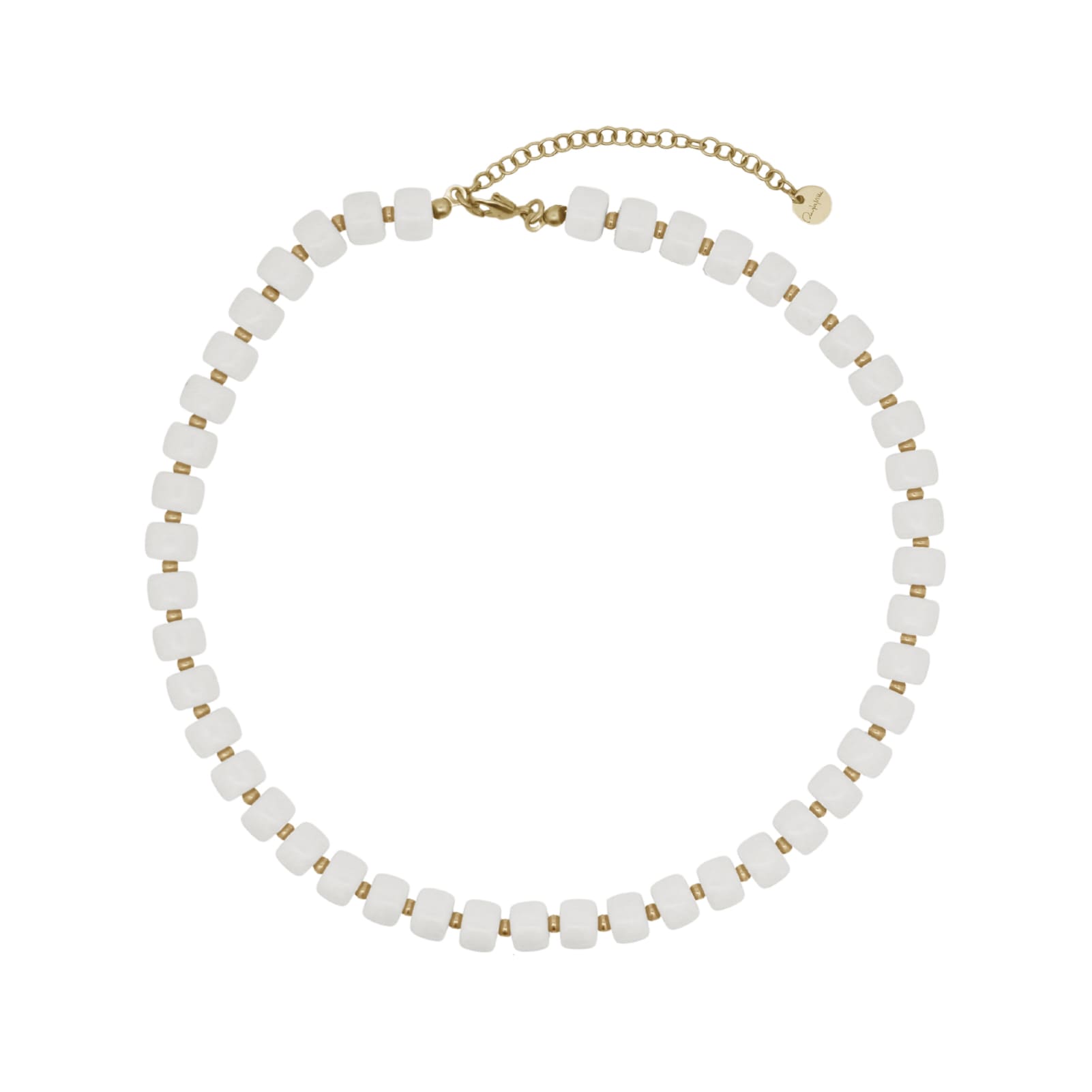 Collana Rue Des Mille Charm Bar in lega RDM cilindri bianchi MISURA UNICA