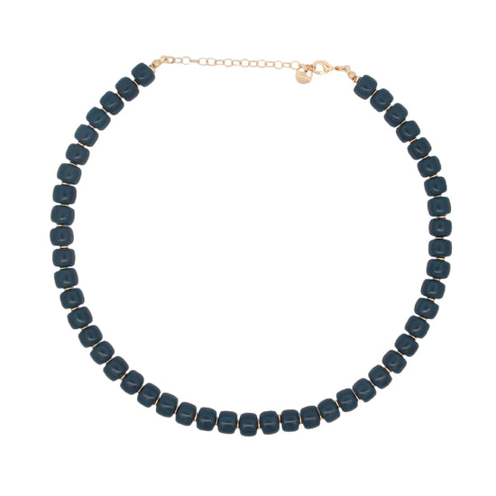 Girocollo Rue Des Mille Charm Bar in lega RDM cilindri blu MISURA UNICA
