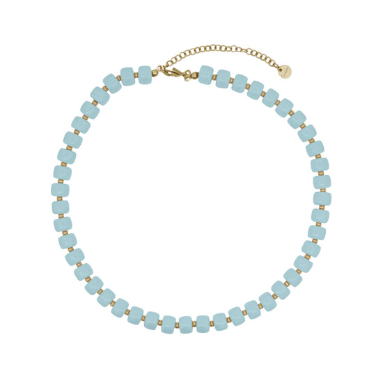 Collana Rue Des Mille Charm Bar in lega RDM cilindri azzurri MISURA UNICA