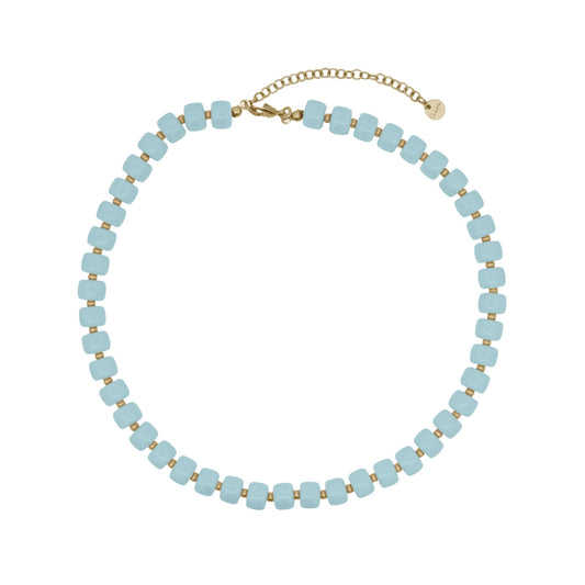 Collana Rue Des Mille Charm Bar in lega RDM cilindri azzurri MISURA UNICA