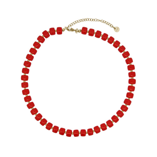 Collana Rue Des Mille Charm Bar in lega RDM cilindri rossi MISURA UNICA