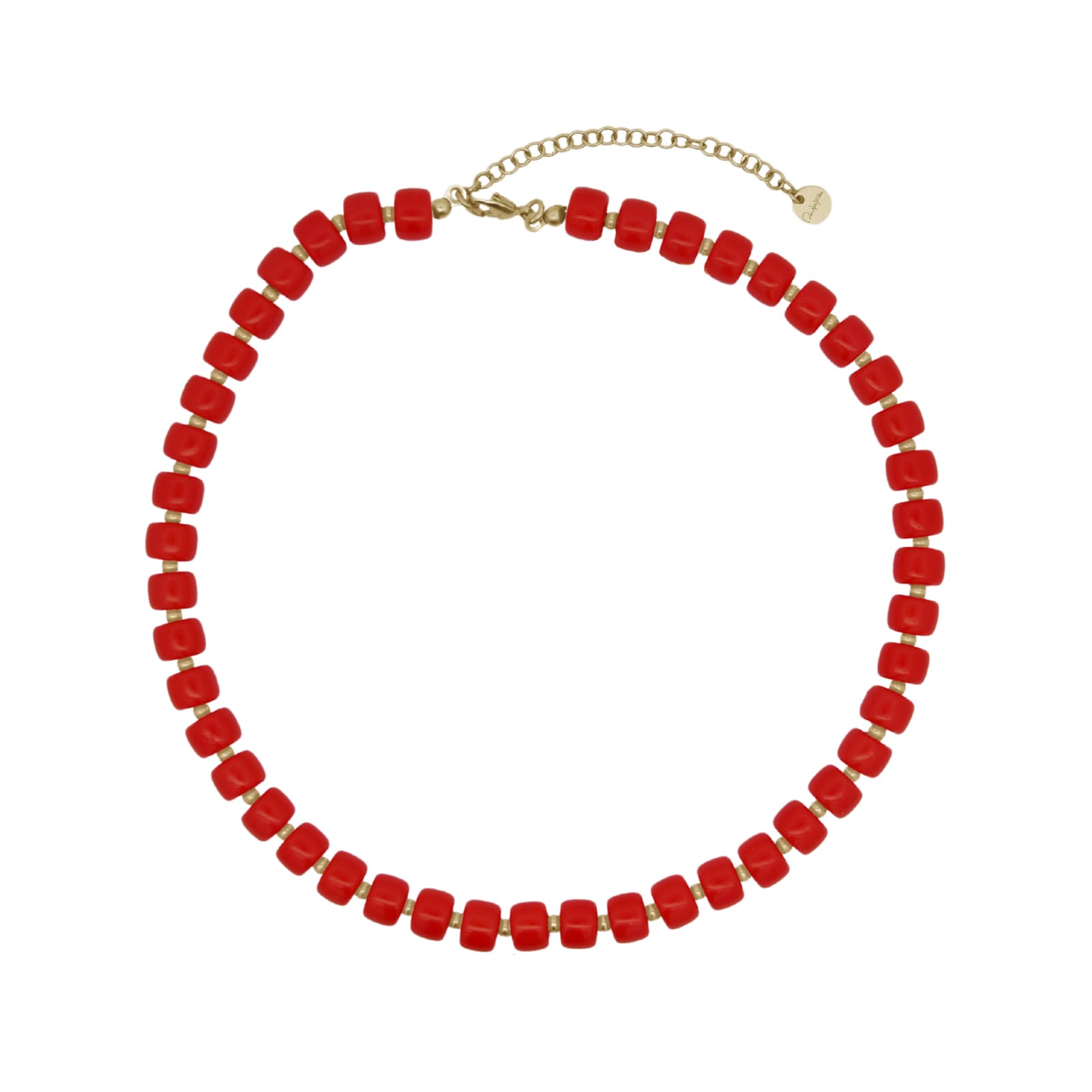 Collana Rue Des Mille Charm Bar in lega RDM cilindri rossi MISURA UNICA