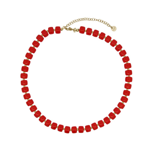 Collana Rue Des Mille Charm Bar in lega RDM cilindri rossi MISURA UNICA