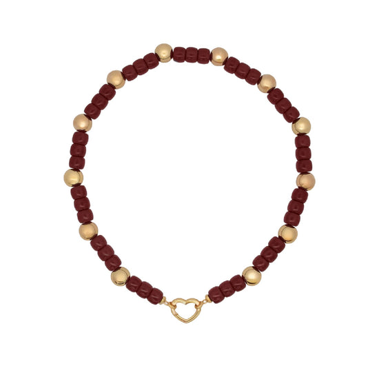 Girocollo Rue Des Mille Charm Bar in lega RDM boule burgundy MISURA UNICA