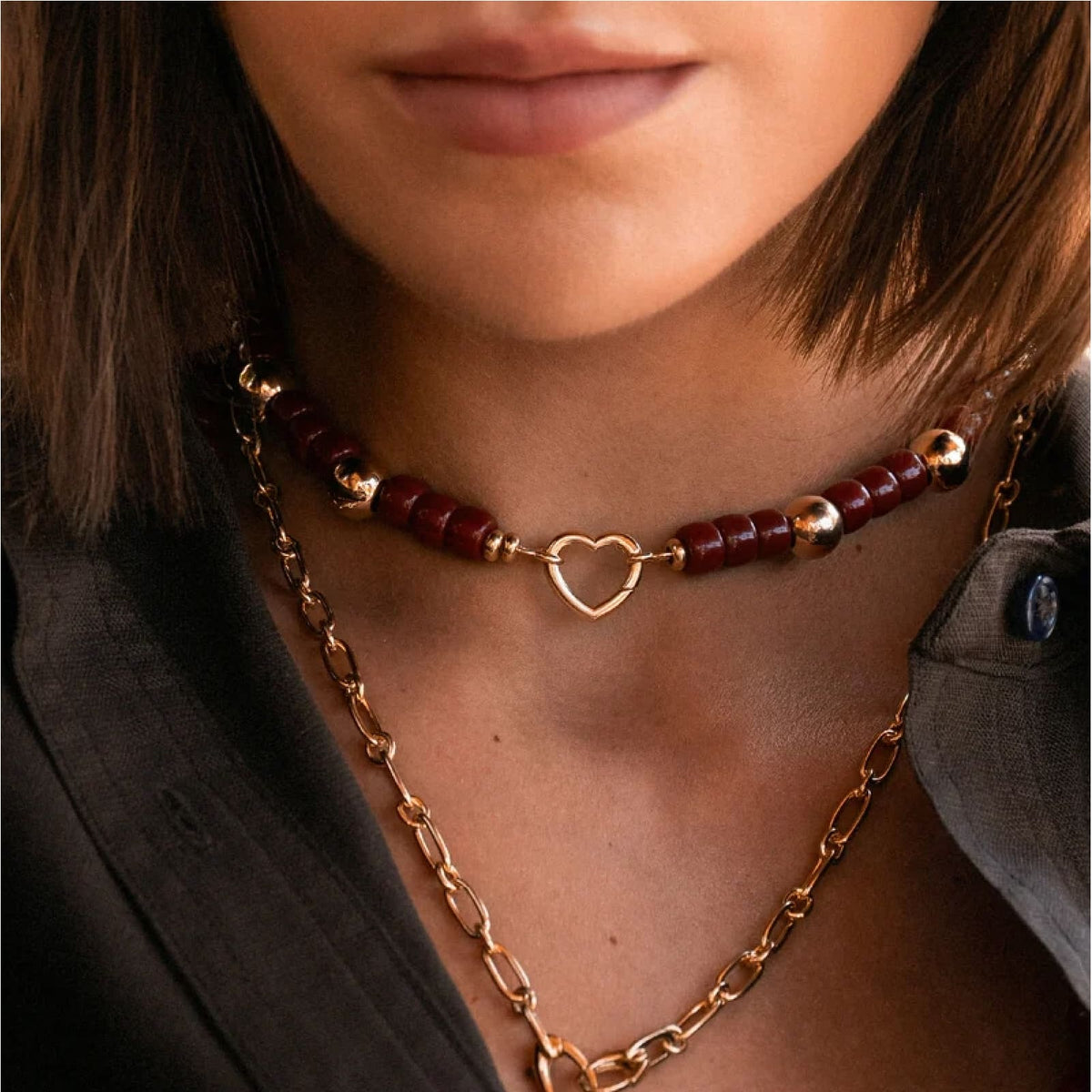 Girocollo Rue Des Mille Charm Bar in lega RDM boule burgundy MISURA UNICA