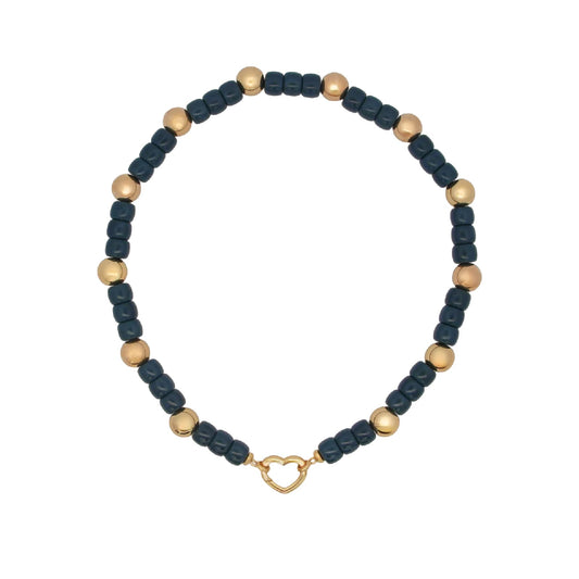 Girocollo Rue Des Mille Charm Bar in lega RDM boule blu MISURA UNICA