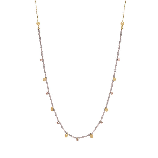 Collana lunga Rue Des Mille argento zirconi marroni e medagliette MISURA UNICA