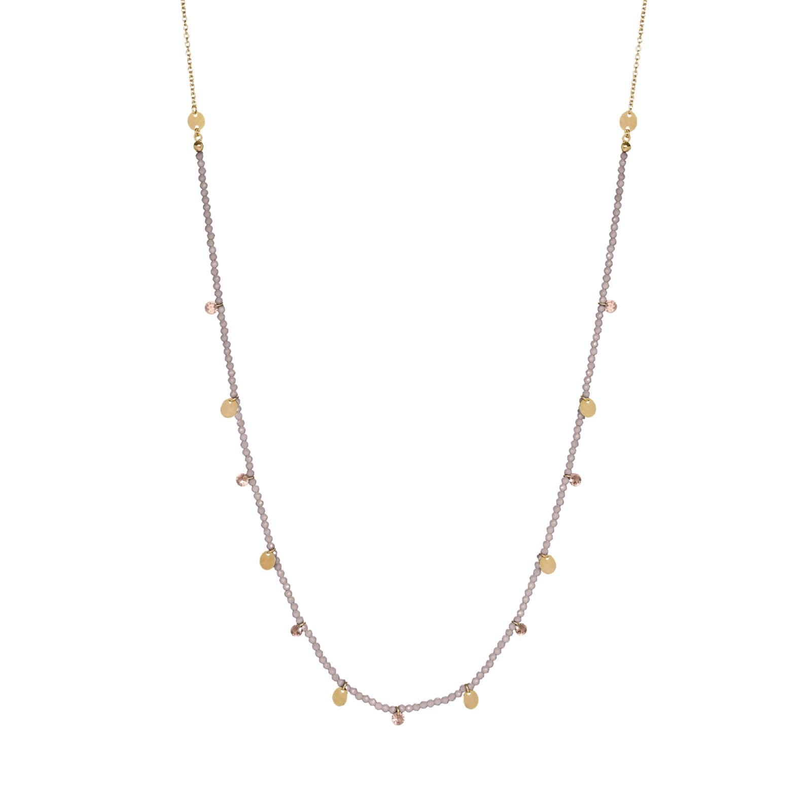 Collana lunga Rue Des Mille argento zirconi marroni e medagliette MISURA UNICA