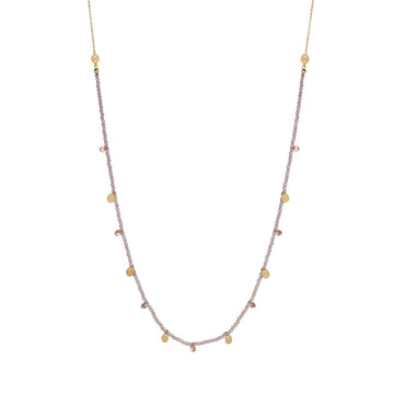 Collana lunga Rue Des Mille argento zirconi marroni e medagliette MISURA UNICA