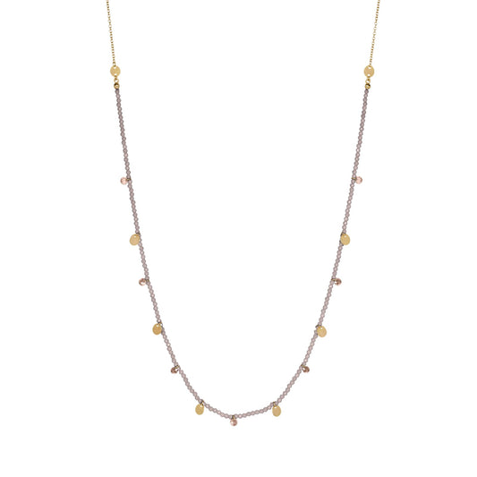 Collana lunga Rue Des Mille argento zirconi marroni e medagliette MISURA UNICA
