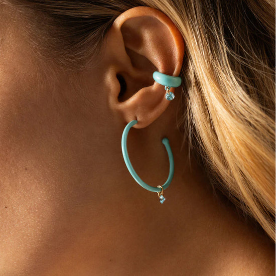 Earcuff Rue Des Mille smaltato turchese e zircone colorato