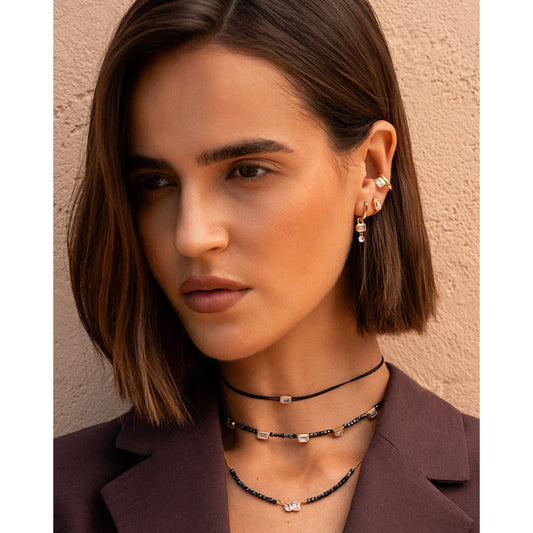Earcuff Rue Des Mille Iris in argento dorato e zircone MISURA UNICA