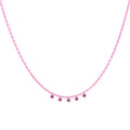 Collana Rue Des Mille argento con vernice e 5 zirconi rosa
