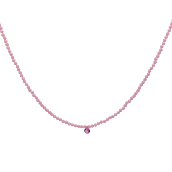 Collana Rue Des Mille con fila di zirconi e punto luce rosa