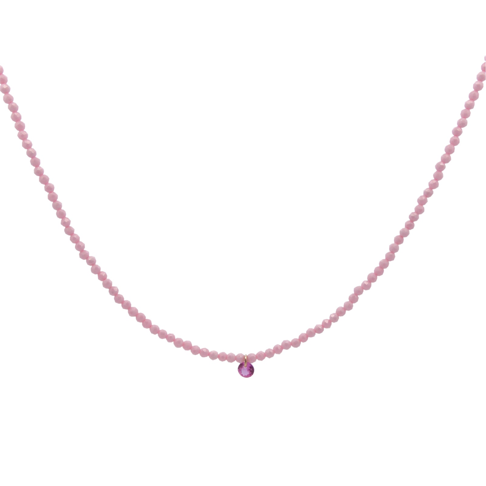 Collana Rue Des Mille con fila di zirconi e punto luce rosa