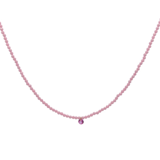 Collana Rue Des Mille con fila di zirconi e punto luce rosa
