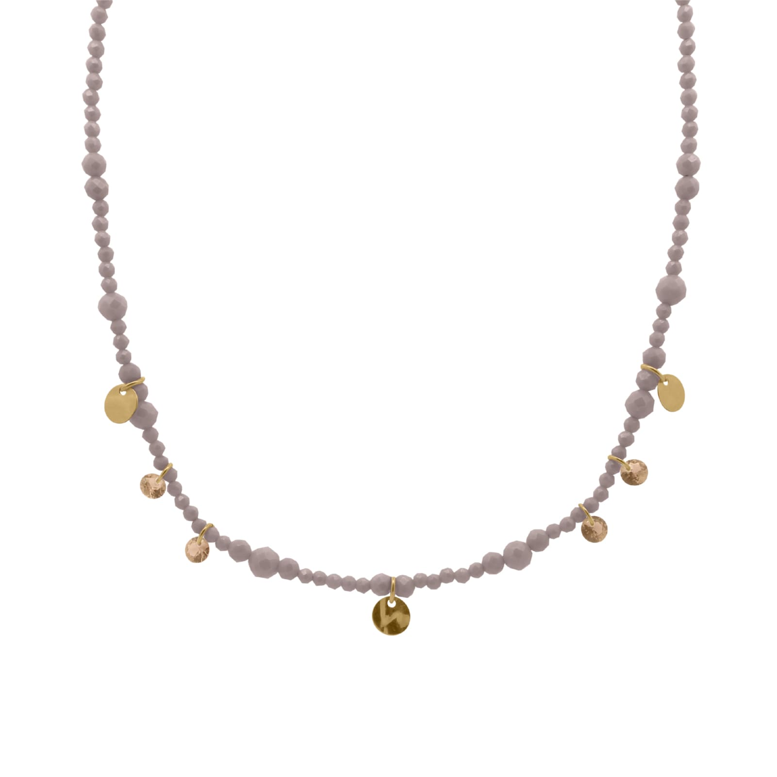 Collana Rue Des Mille argento zirconi marroni e medagliette MISURA UNICA
