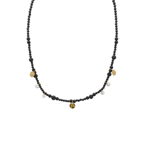 Collana Rue Des Mille argento zirconi neri e medagliette MISURA UNICA
