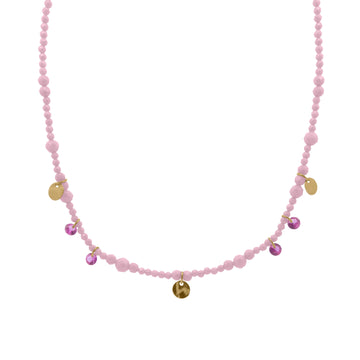 Collana Rue Des Mille in argento zirconi rosa e medagliette