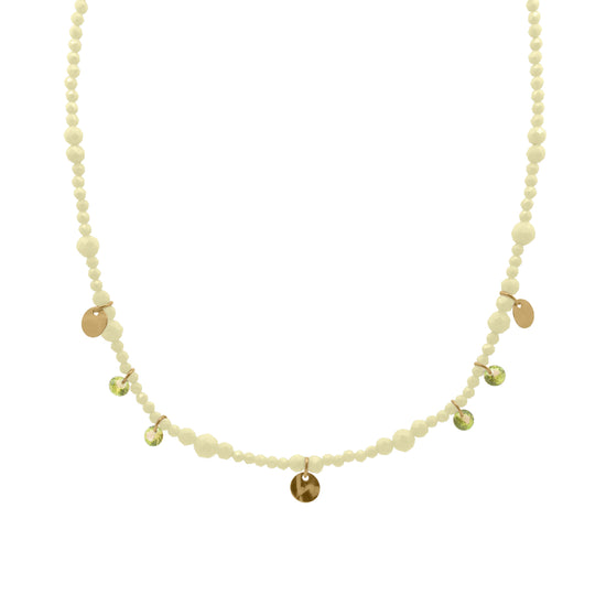 Collana Rue Des Mille in argento zirconi verde e medagliette