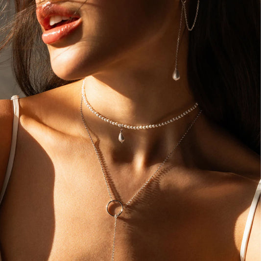 Collana girocollo Rue Des Mille in argento con perla centrale MISURA UNICA