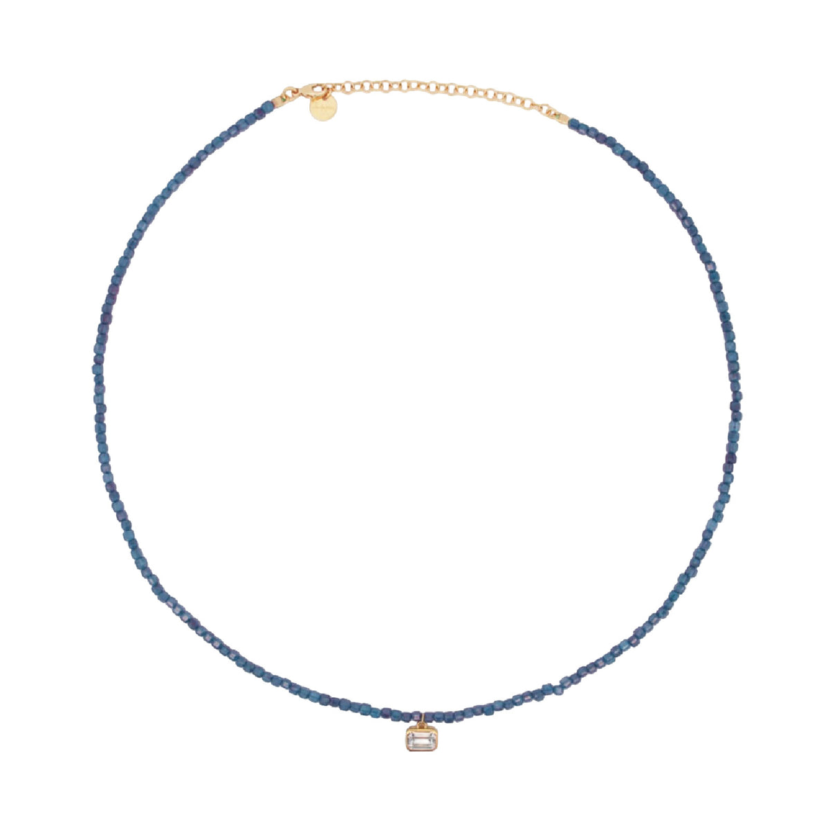 Girocollo Rue Des Mille Iris argento perline blu zircone MISURA UNICA