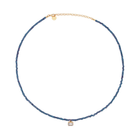 Girocollo Rue Des Mille Iris argento perline blu zircone MISURA UNICA