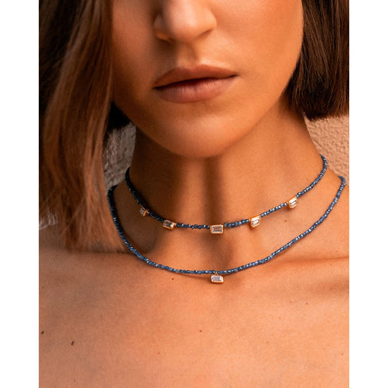 Girocollo Rue Des Mille Iris argento perline blu zircone MISURA UNICA