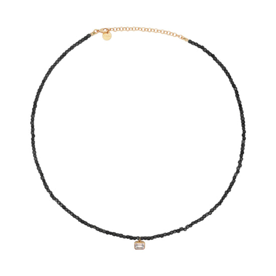 Girocollo Rue Des Mille Iris argento perline nere zircone MISURA UNICA
