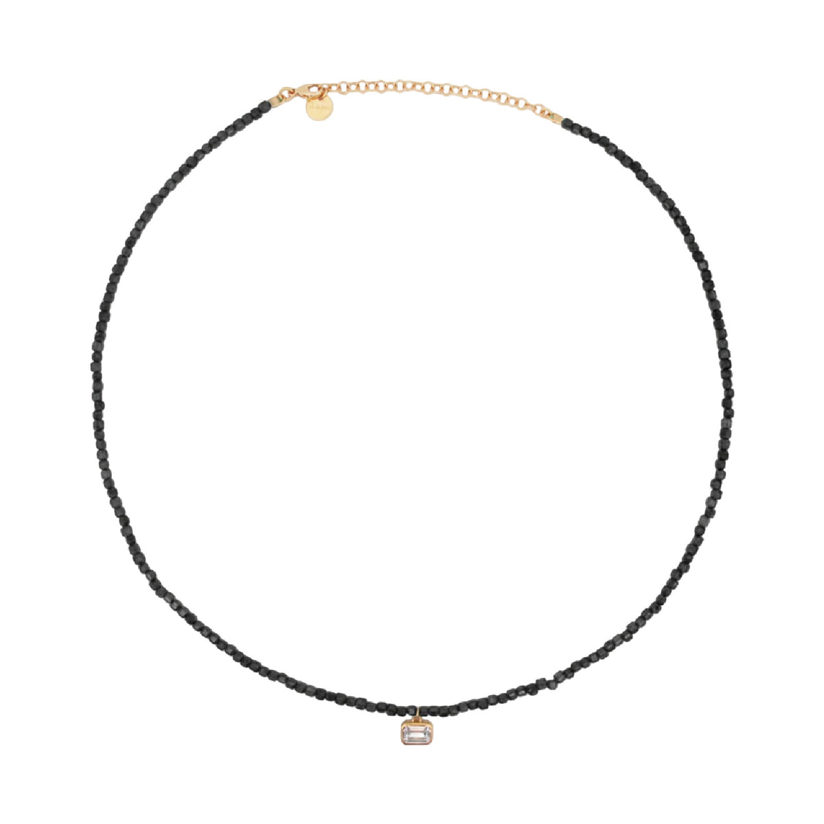Girocollo Rue Des Mille Iris argento perline nere zircone MISURA UNICA