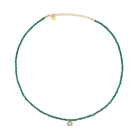 Girocollo Rue Des Mille Iris argento perline verdi zircone MISURA UNICA