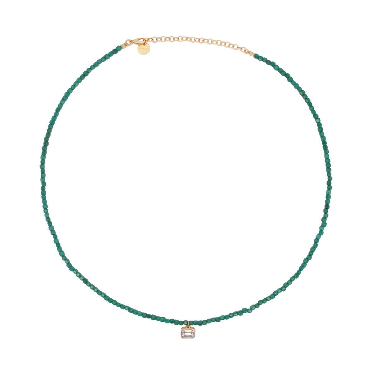 Girocollo Rue Des Mille Iris argento perline verdi zircone MISURA UNICA