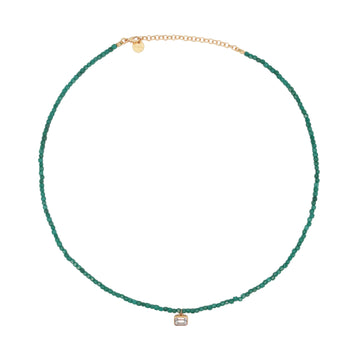 Girocollo Rue Des Mille Iris argento perline verdi zircone MISURA UNICA