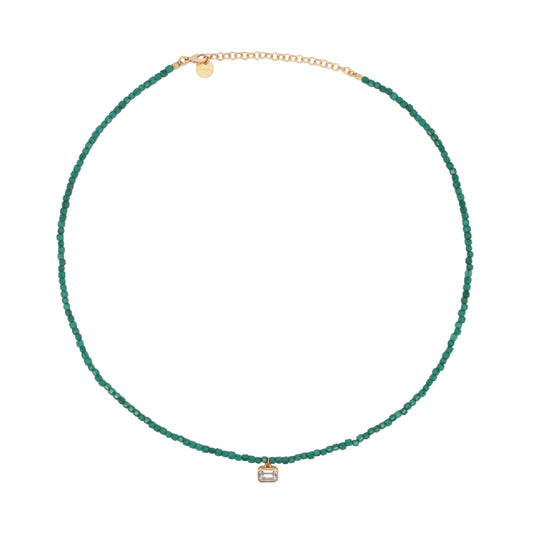 Girocollo Rue Des Mille Iris argento perline verdi zircone MISURA UNICA