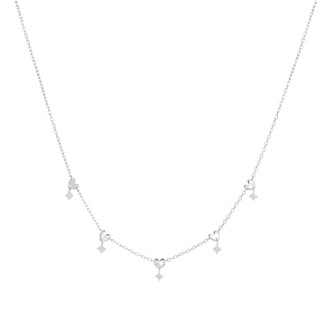 Collana da donna Rue Des Mille argento con cuori e zirconi MISURA UNICA