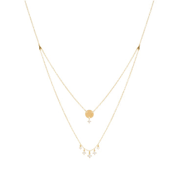 Collana doppia Rue Des Mille in argento dorato con zirconi MISURA UNICA