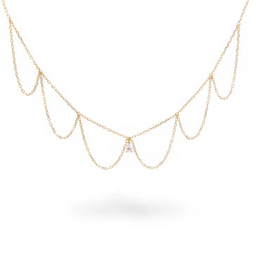 Collana con merletto Rue Des Mille in argento 925 color oro R.GRZ026M2AU