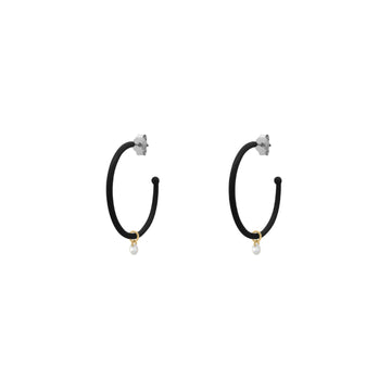 Orecchini cerchio 3cm Rue Des Mille con smalto nero MISURA UNICA