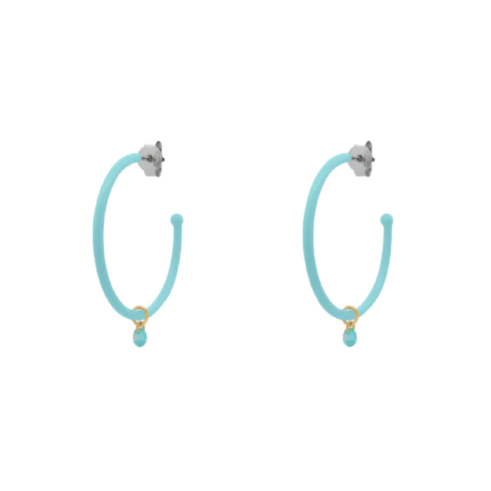 Orecchini cerchio 3cm Rue Des Mille con smalto turchese