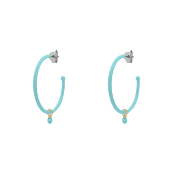 Orecchini cerchio 3cm Rue Des Mille con smalto turchese