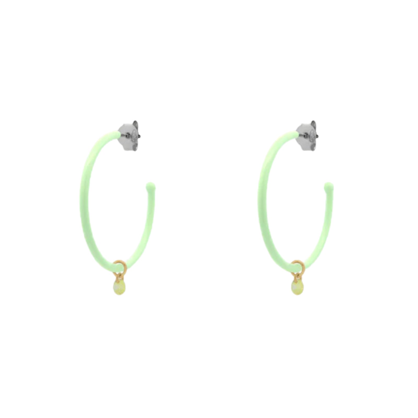 Orecchini cerchio 3cm Rue Des Mille smalto e zircone verde