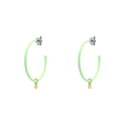 Orecchini cerchio 3cm Rue Des Mille smalto e zircone verde