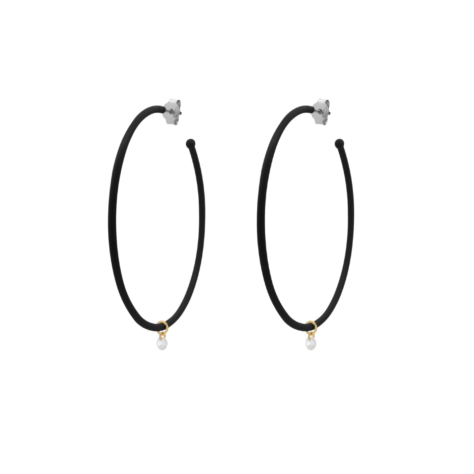 Orecchini cerchio 6cm Rue Des Mille con smalto nero MISURA UNICA