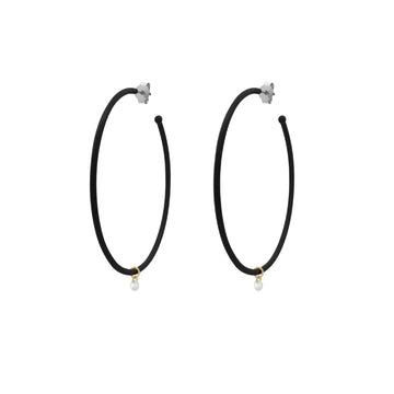 Orecchini cerchio 6cm Rue Des Mille con smalto nero MISURA UNICA