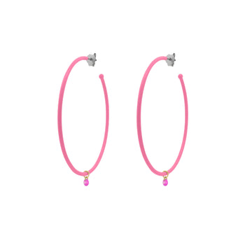 Orecchini cerchio 6cm Rue Des Mille smalto e zircone rosa