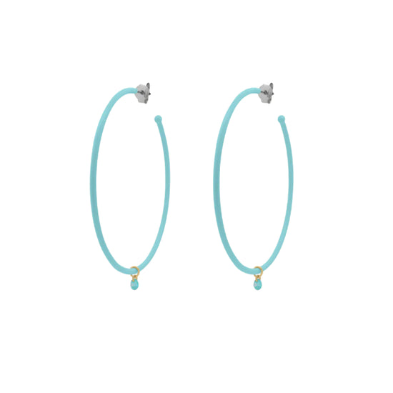 Orecchini cerchio 6cm Rue Des Mille con smalto turchese